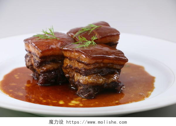 食物肉类新鲜红烧肉红烧猪肉精致摆盘
